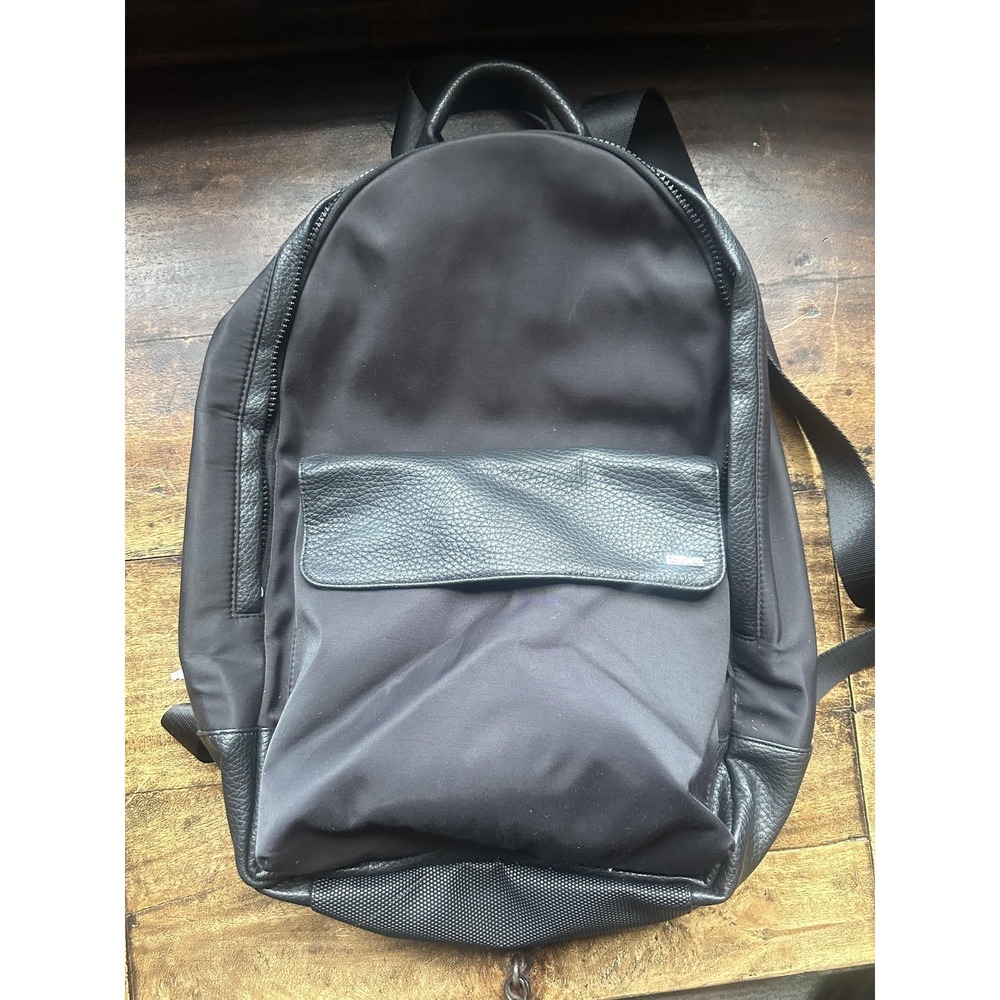 Calvin Klein Backpack Unisex Black Faux Leather Nylon Travel Laptop Bag